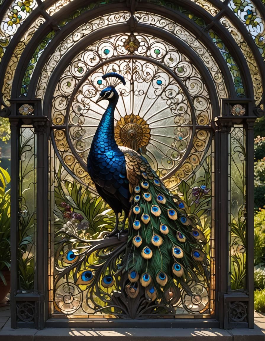 Stained Glass Garden Pavilion Window  by @Reflectics AI creator