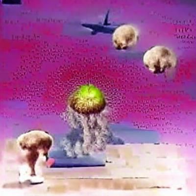 Nuclear Bomb exploding, people staring in shock