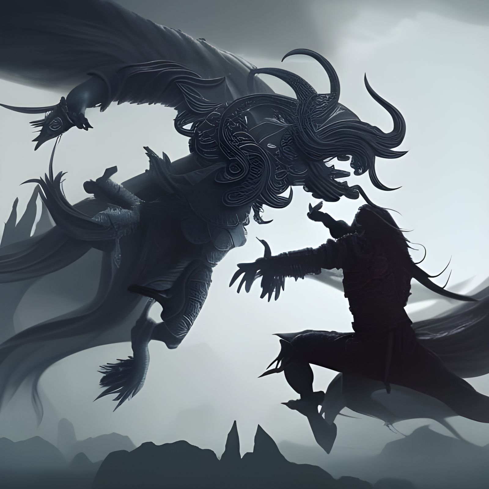 Ying and yang, battle, detailed matte painting, deep color, ...