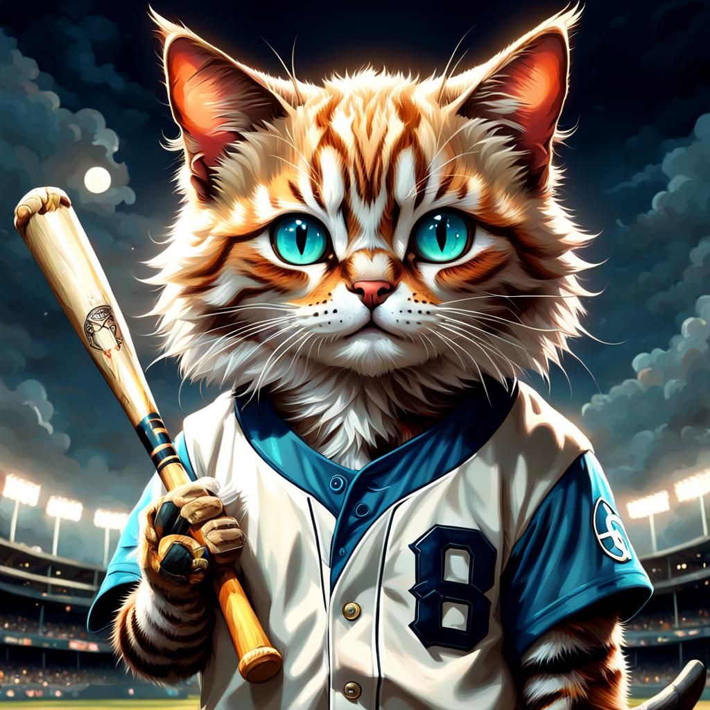 Baseball Cat  by @DragonIdk