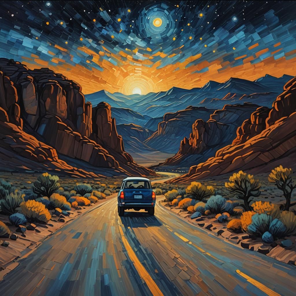 Painted utah desert at night  sene  by @pig-and-sheep
