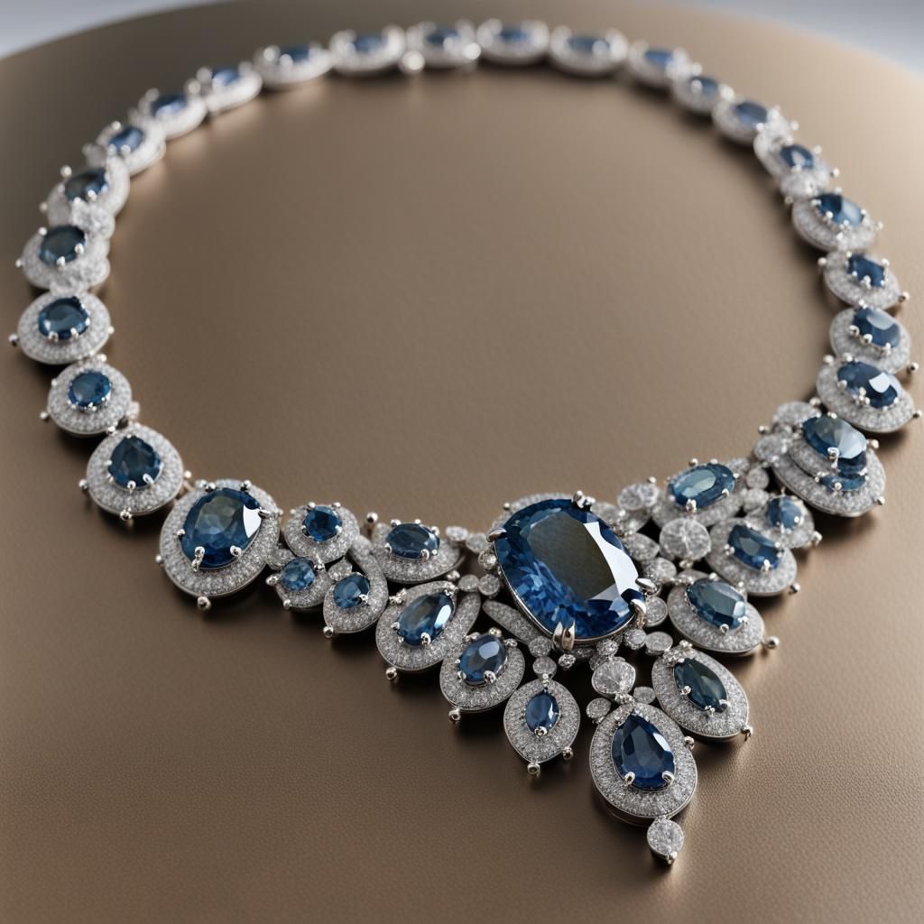 220 carat total weight Montana sapphire necklace for a bride. Statement ...