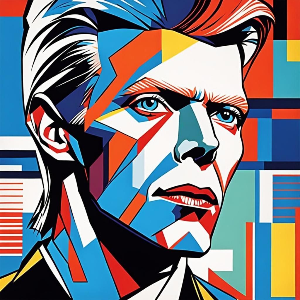 David Bowie portrait vector art creative colorful transparent background 