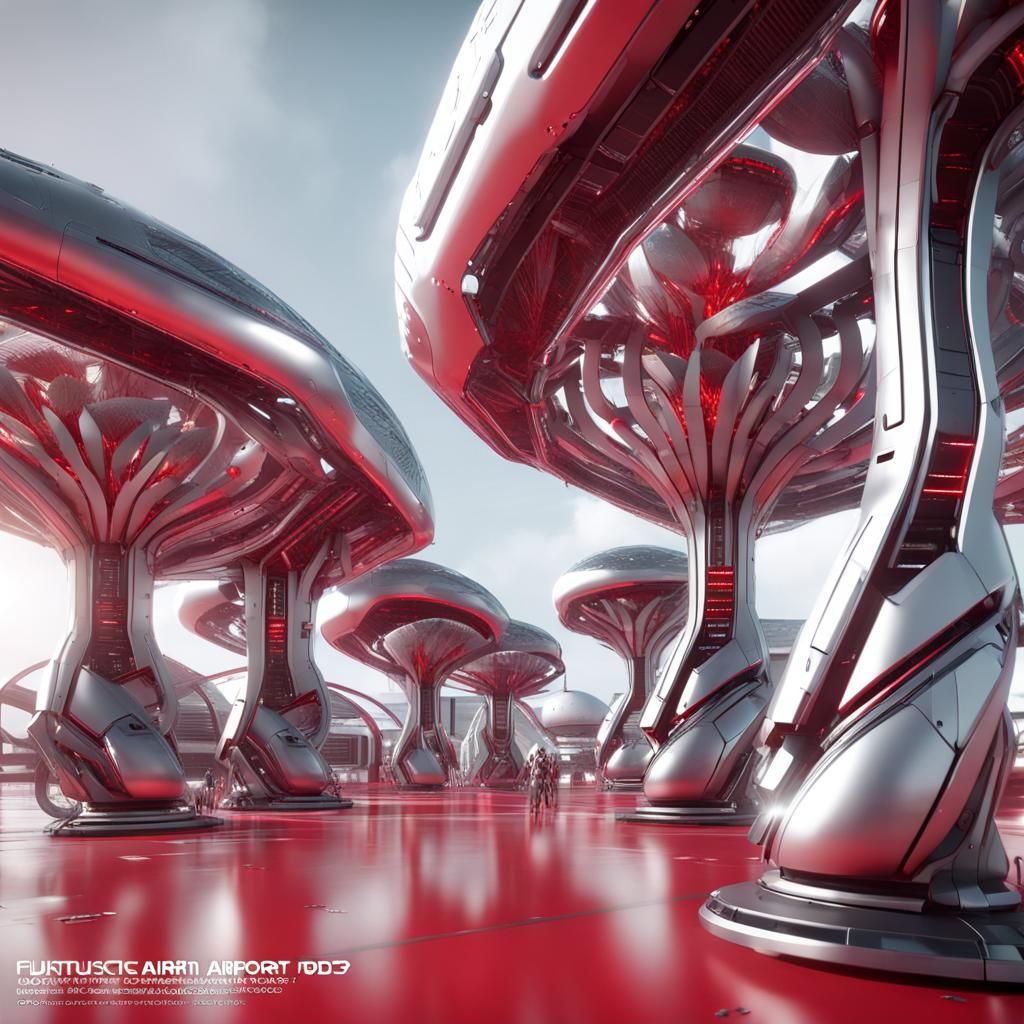 Futuristic Airport in silver and red