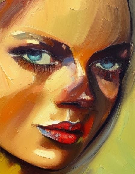 Painted life model on a canvas random colours