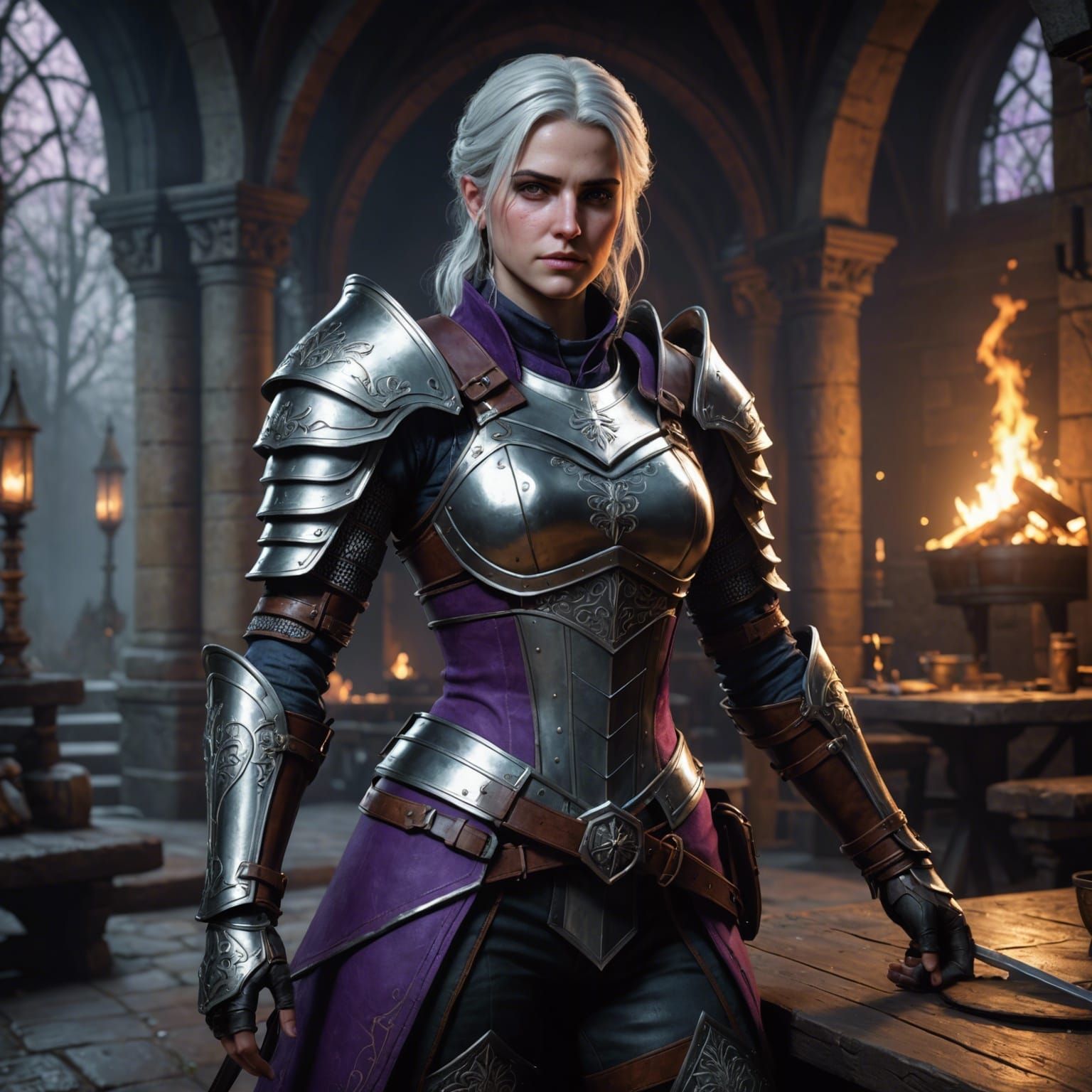 girl, witcher armor,plate armor,medieval,ciri,darksoul styles,whole ...