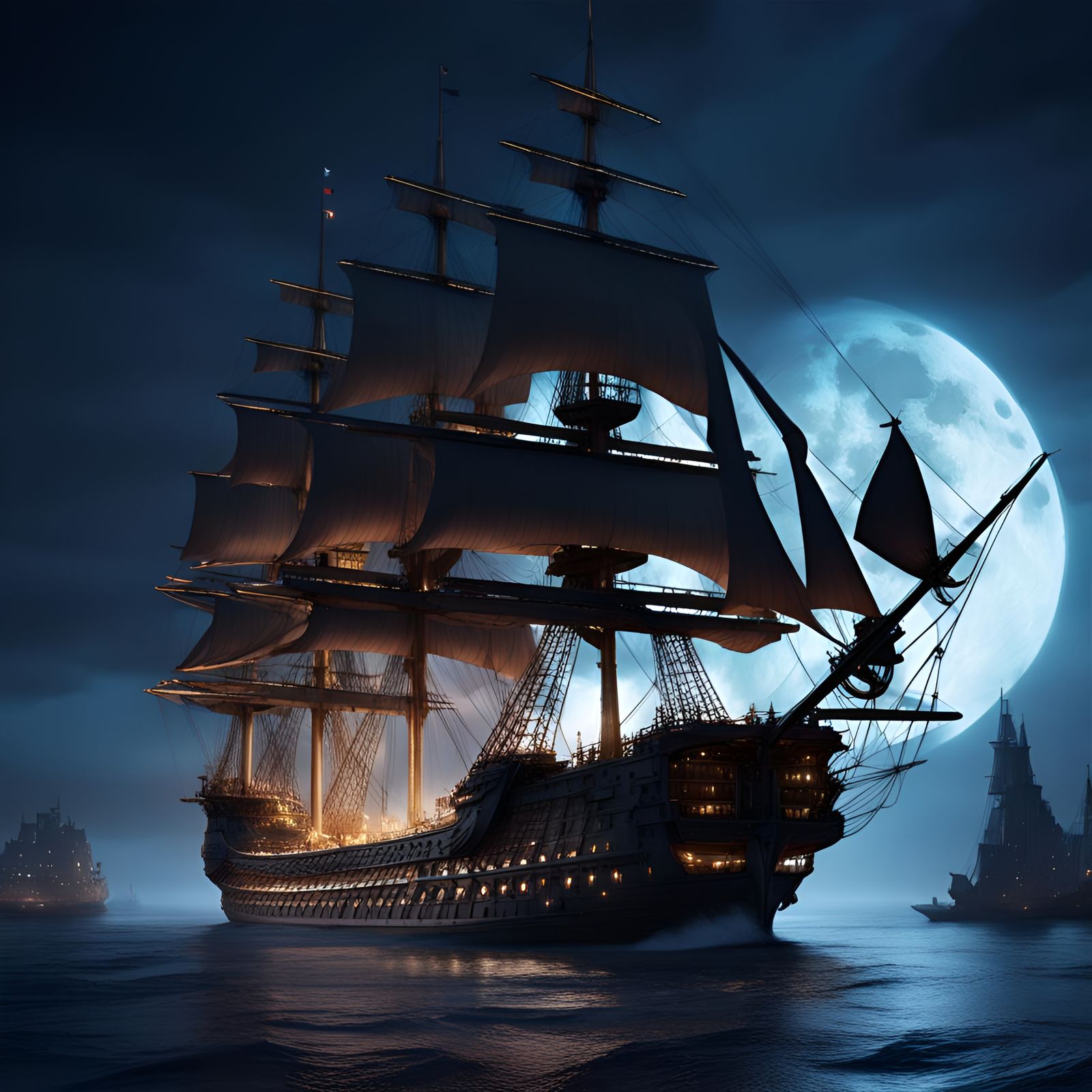 Full Moon on the Water - AI Generated Artwork - NightCafe Creator