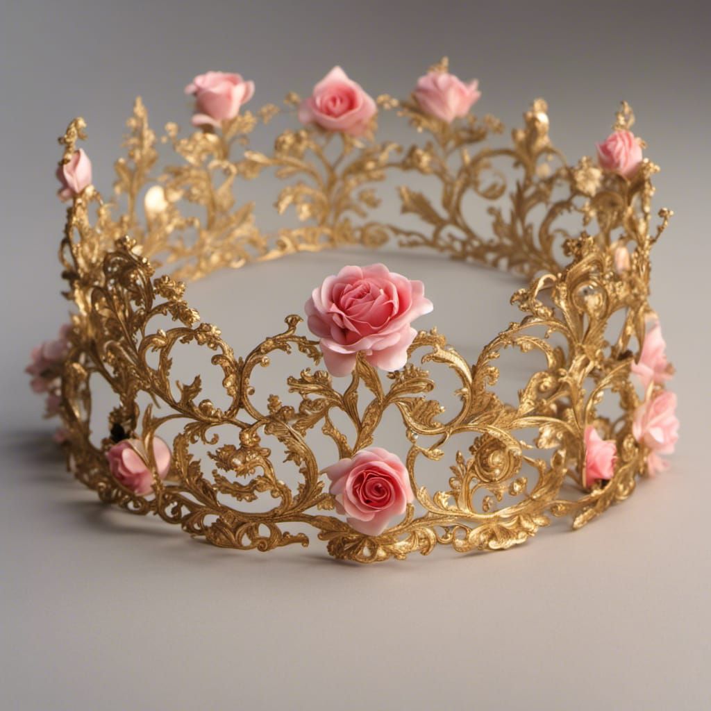 rose crown, rococo, golden, princess crown