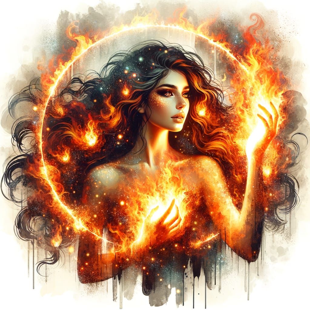 حراء (Hira'a) | 🇵🇸 firey portrait (DALL-E 3)