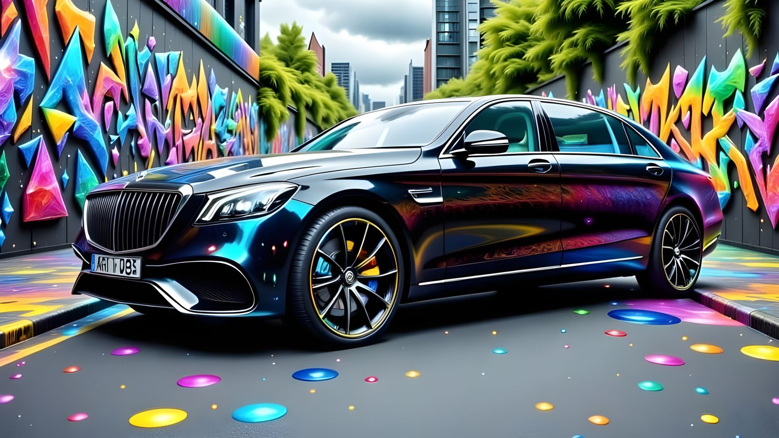 Luxurious Mercedes Maybach in Detailed Digital Painting