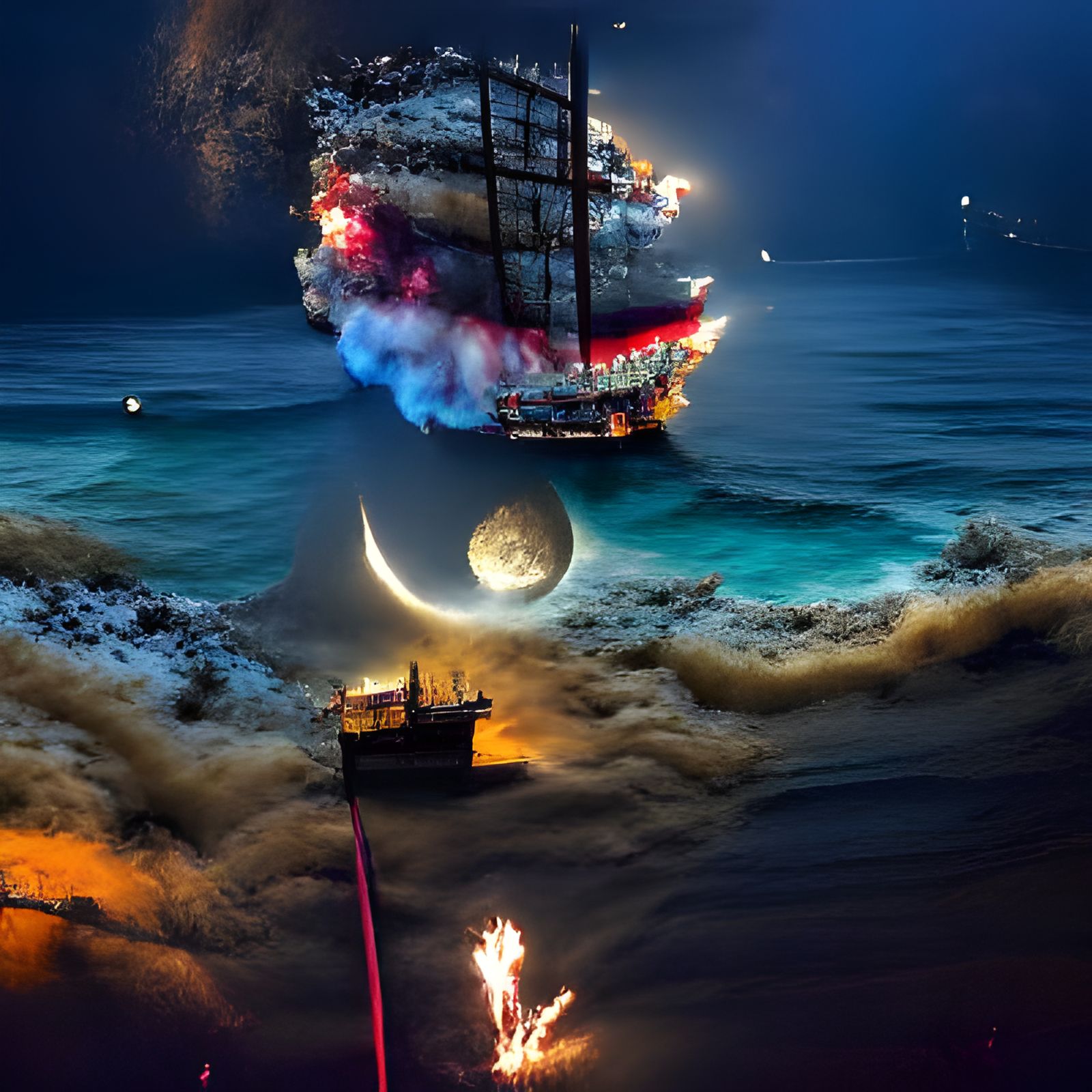 Pirate ship sailing a beautiful ocean