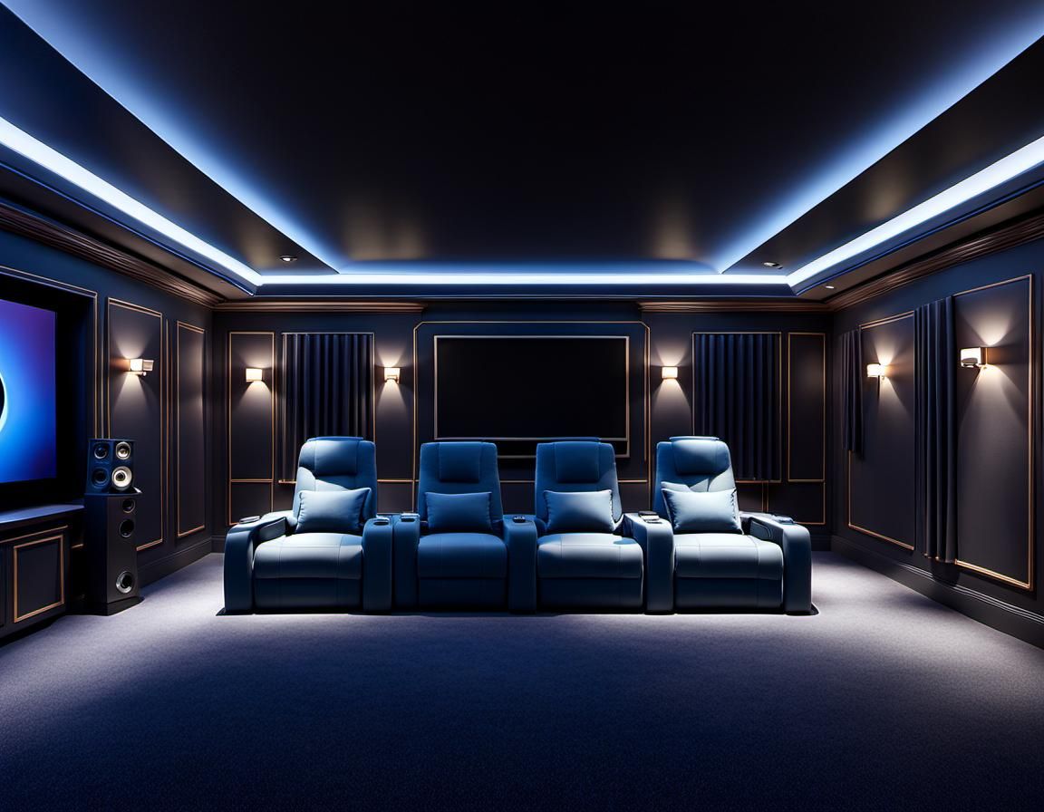 A luxurious, modern home cinema room