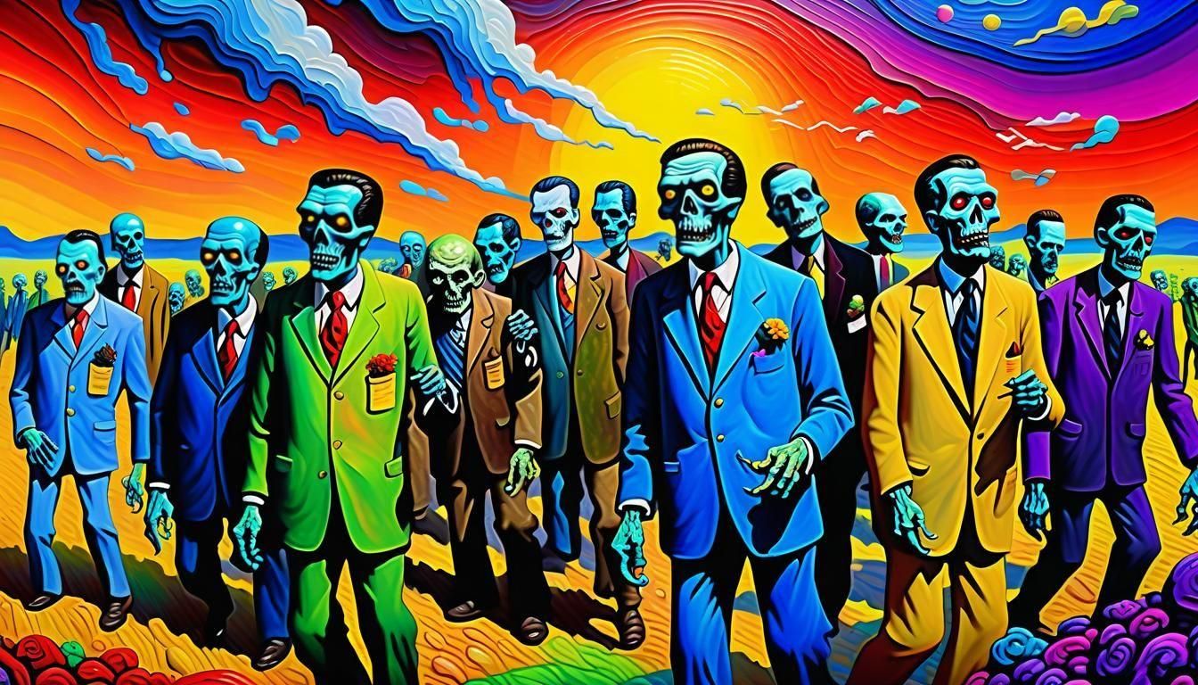 Rainbow Ghouls in Nice Suits - AI Generated Artwork - NightCafe Creator