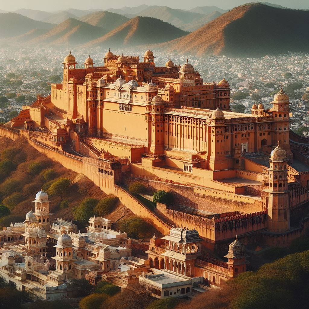 view of the Amber Fort in Jaipur, Rajasthan, India