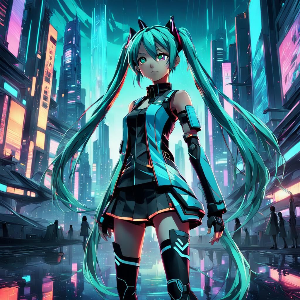 miku Masterpiece, Best Quality, flat, Manga Scan, Anime, cinematic lighting, drawn Art, by Studio Trigger, clip studio paint, Anime Wallpape...