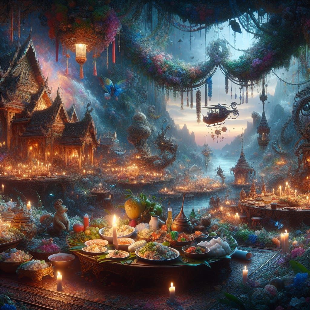 Thai Dinner: A Lush Matte Painting in 8k