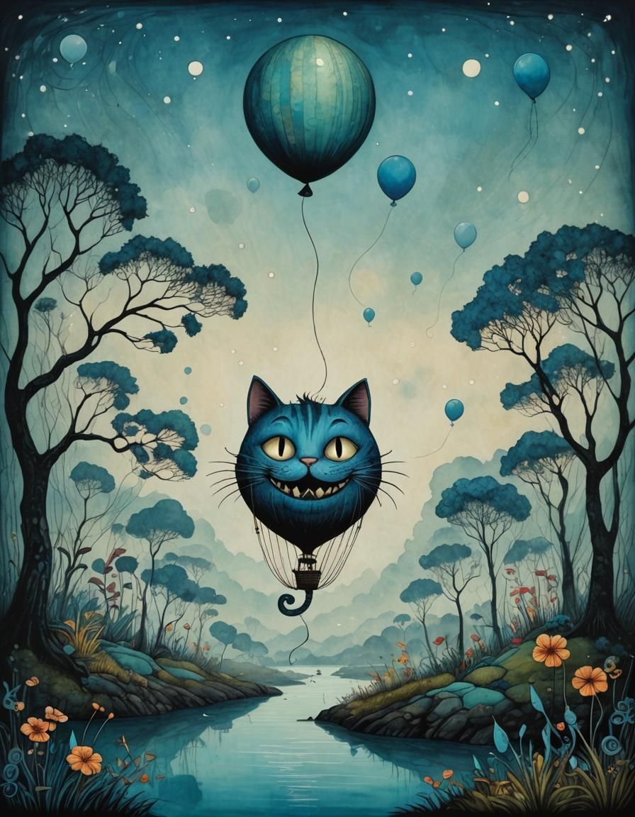 "A blue balloon on a blue lagoon"