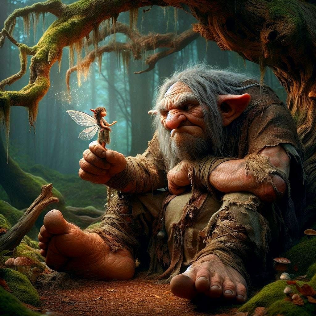 grumpy troll and his tiny friend