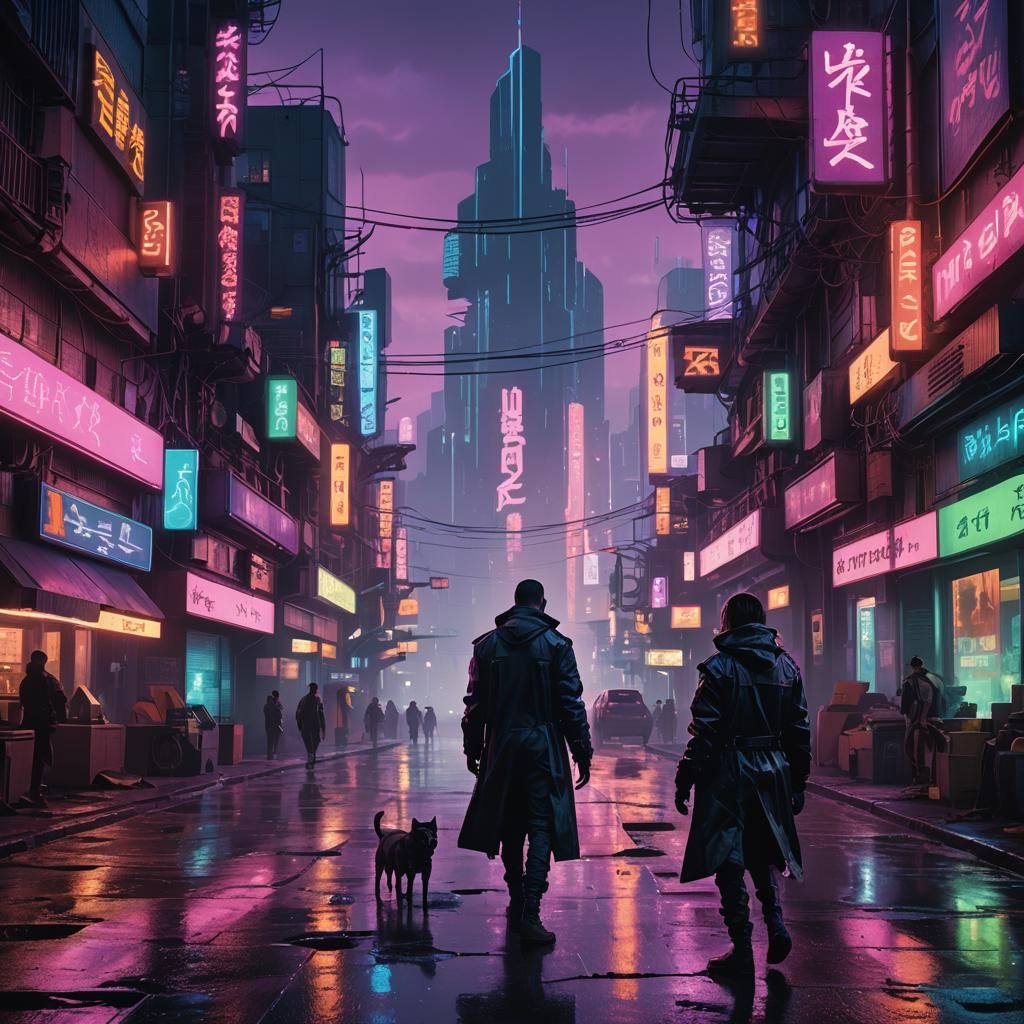 Cyberpunk Assassin in Dystopian Cityscape