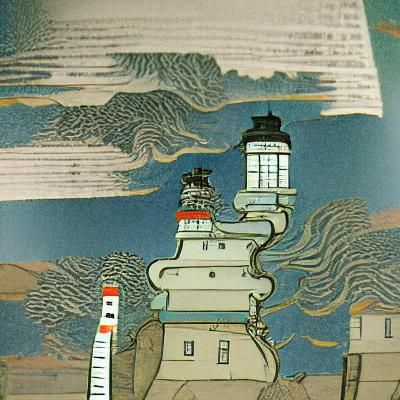 Ukiyo-e print lighthouse