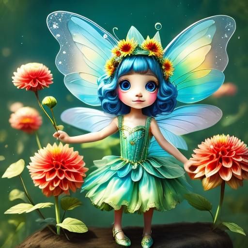 <lora:Fairies Dreamshaper:1.0>Beautiful fairy, semitransparent wings, big round beautiful eyes, dahlia