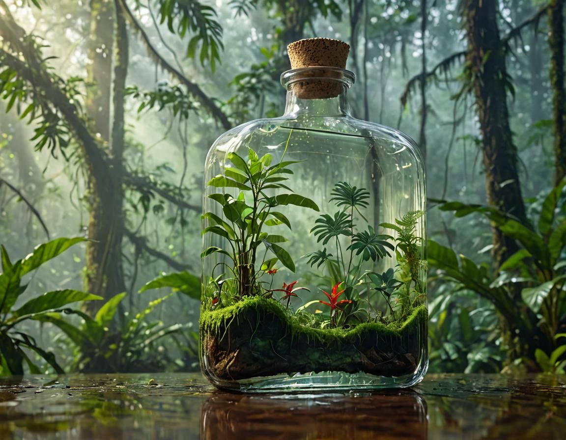 Ship in a Bottle, Hyperrealistic, splash art, concept art, mid shot, intricately detailed, color depth, ...  by @Varus