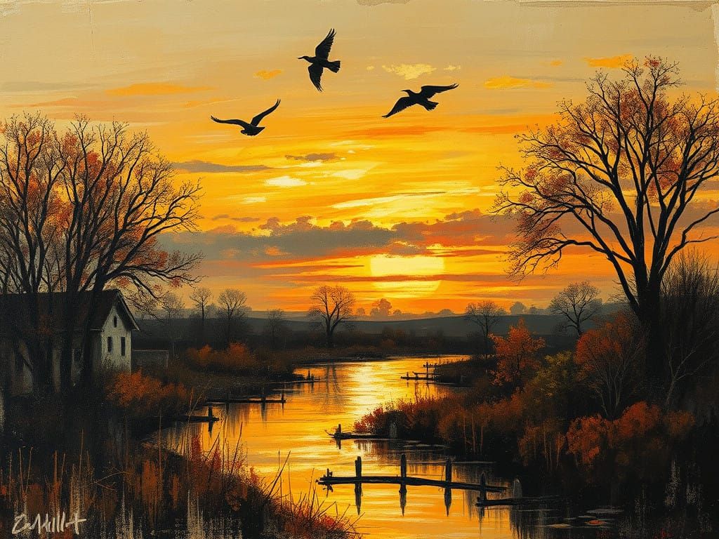 Sunset over the river  by @Mi3ch