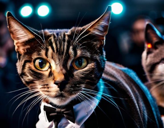 fancy cat juror at a fashion show.