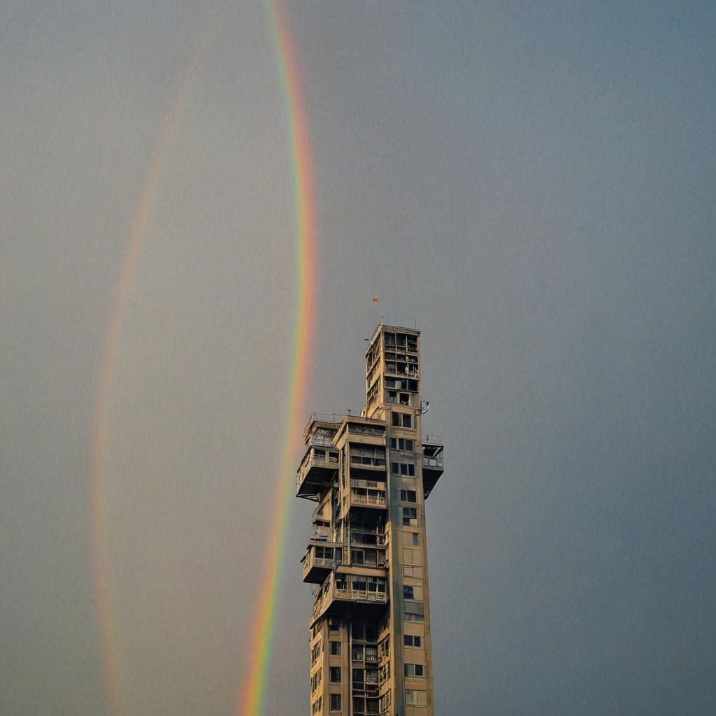 Weird old building & a vertical rainbow