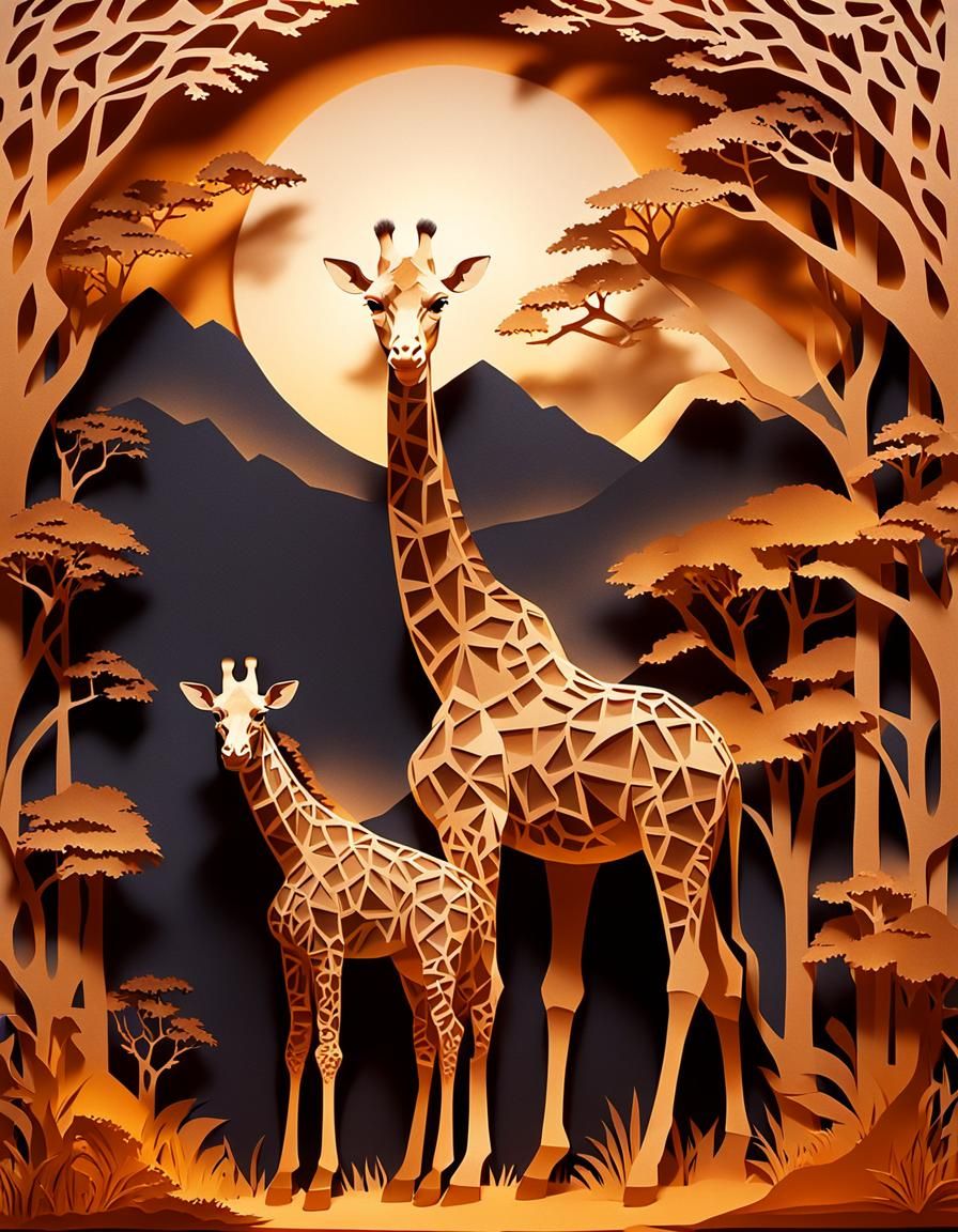 Kirigami giraffes.  by @Missy70