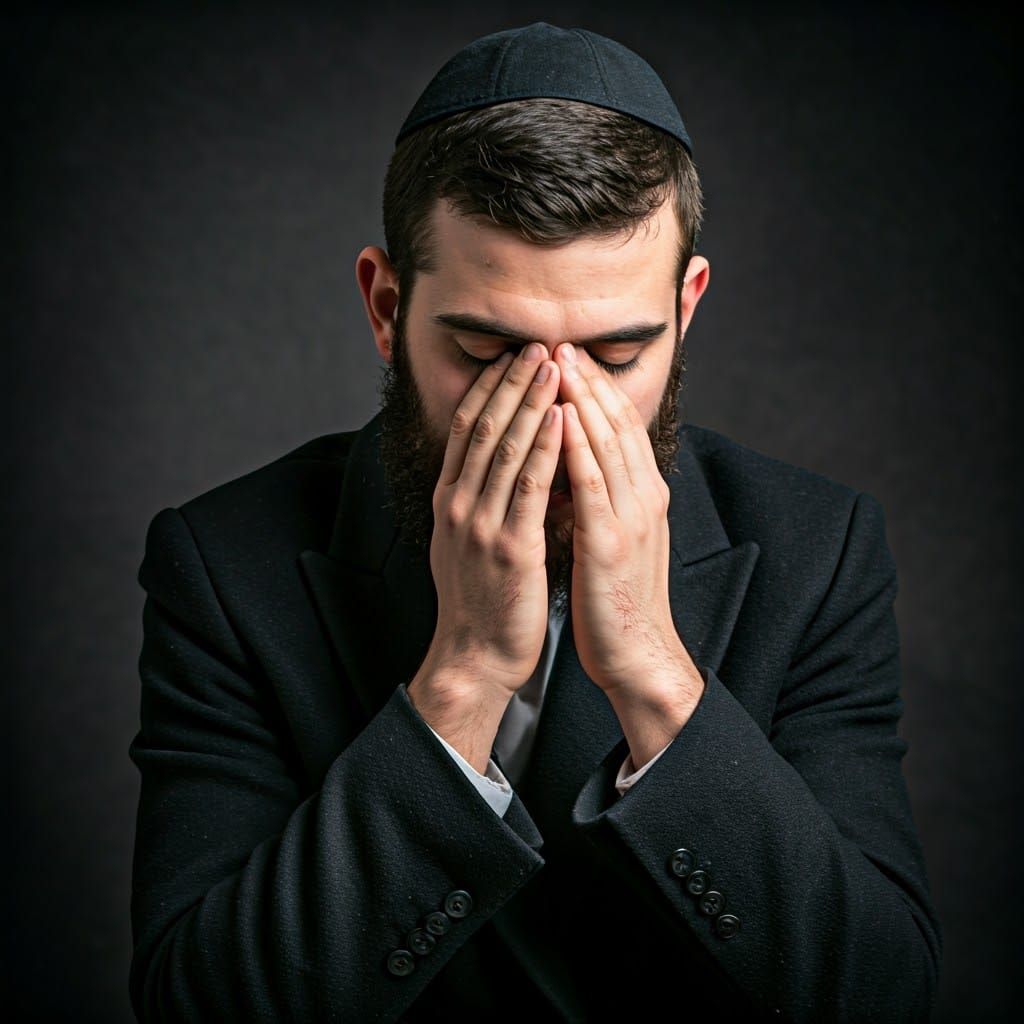 A Haredi Hasidic Man Lost in Thought