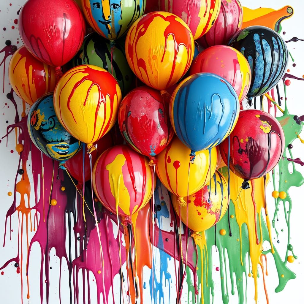 balloons dripping thick with paint   by @Chippa