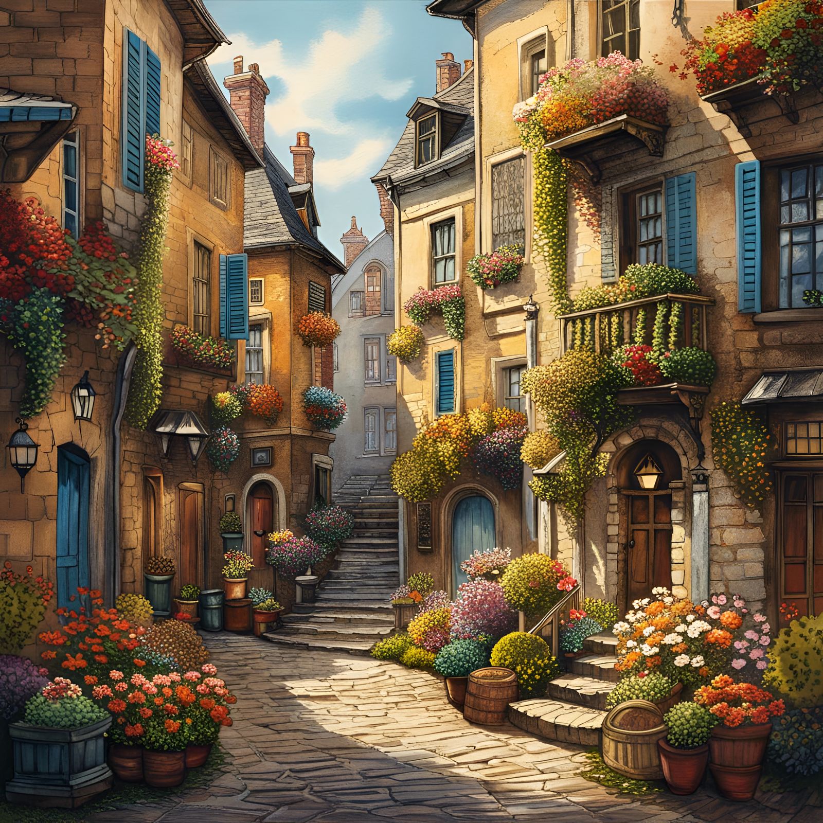 French Village ( Open Prompt ) - AI Generated Artwork - NightCafe Creator