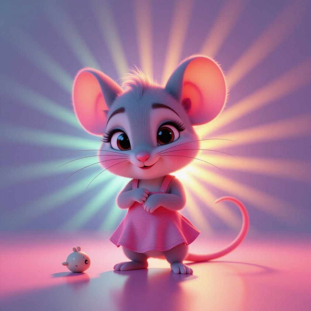 Shy Mouse Character Art in Pixar Style