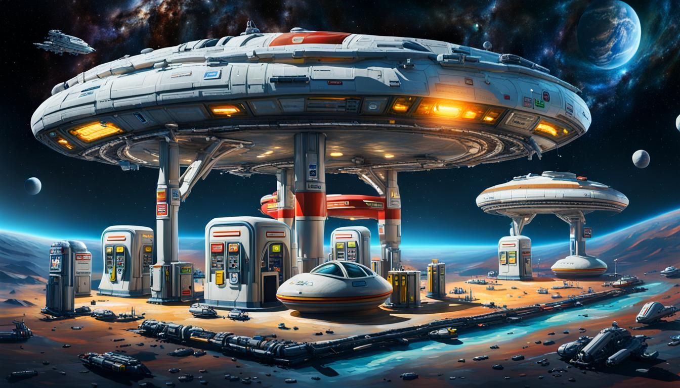 Alien Gas Station  by @Eee17