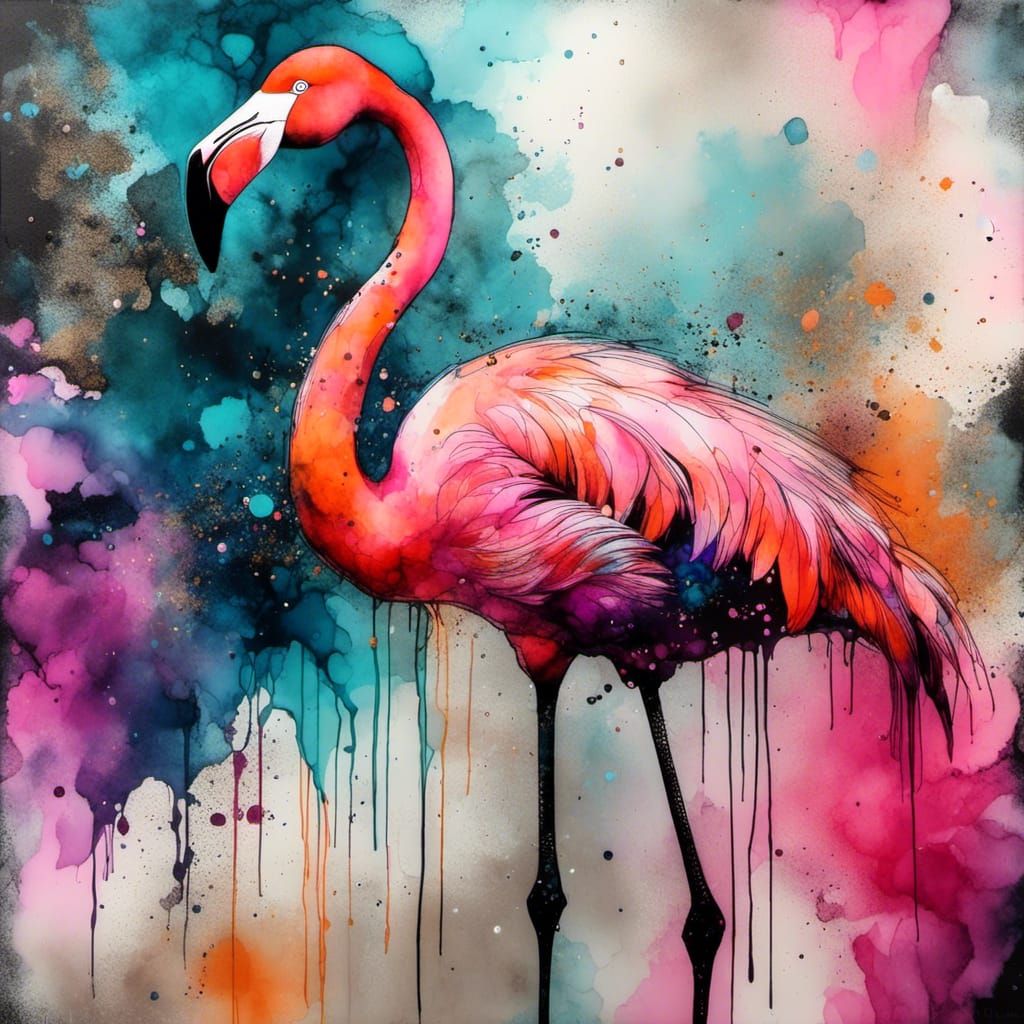 <lora:HRH-neonGrunge:1.0> neon grunge, abstract, alcohol inks, flamingo sunset