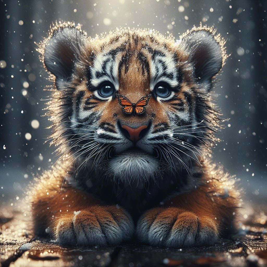 Tiger Cub's Butterfly Friend  by @Rosie