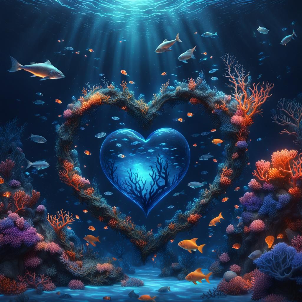 Ethereal Heart of the Ocean: Bioluminescent Depths