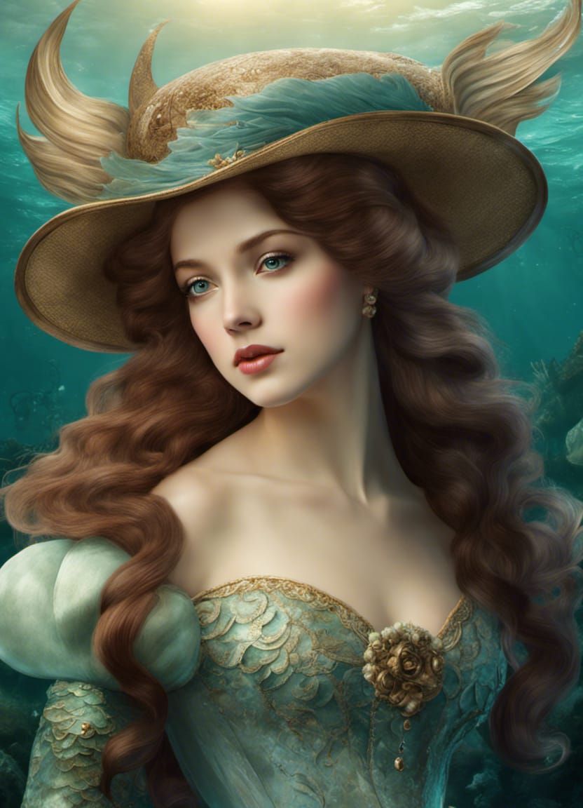 Beautiful young Victorian Mermaid