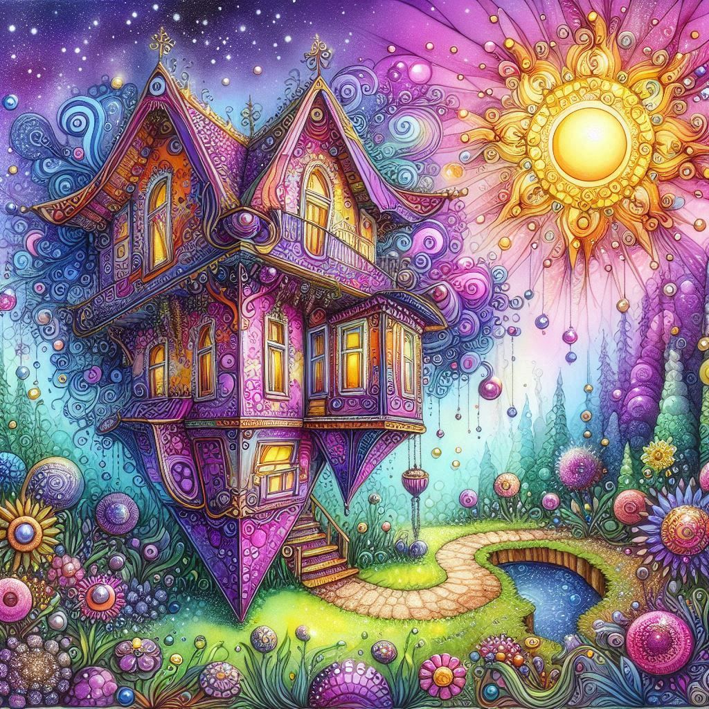 Quirky up side down  house