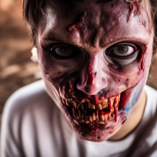 Close up Action Portrait of a zombie ready for some scary Ac...
