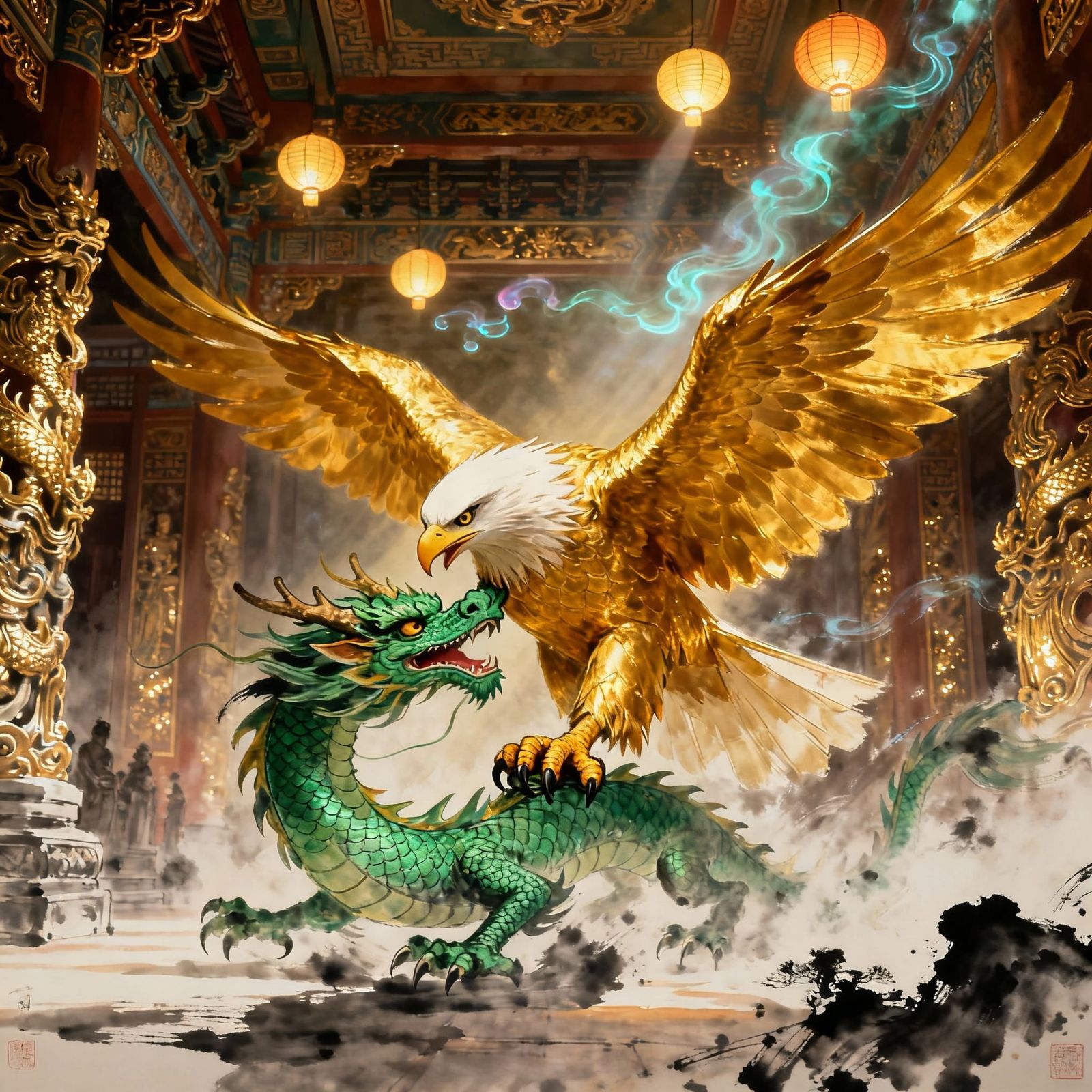  The eagle fighting a dragon.   by @Alexander 