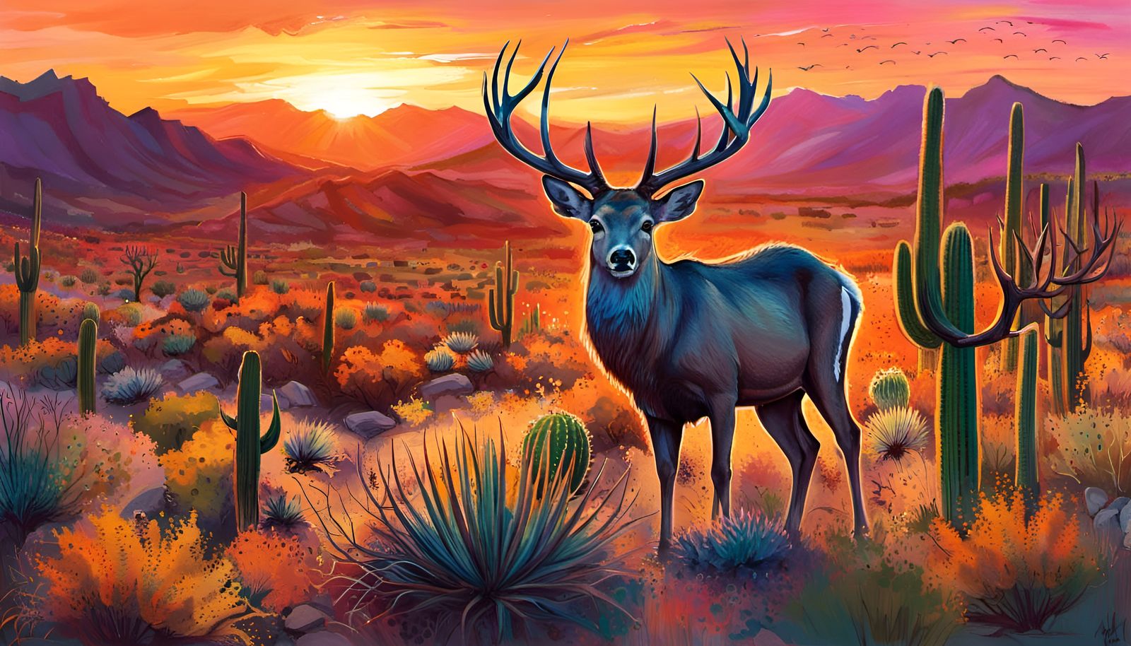 Mule deer, Sonoran Desert - AI Generated Artwork - NightCafe Creator