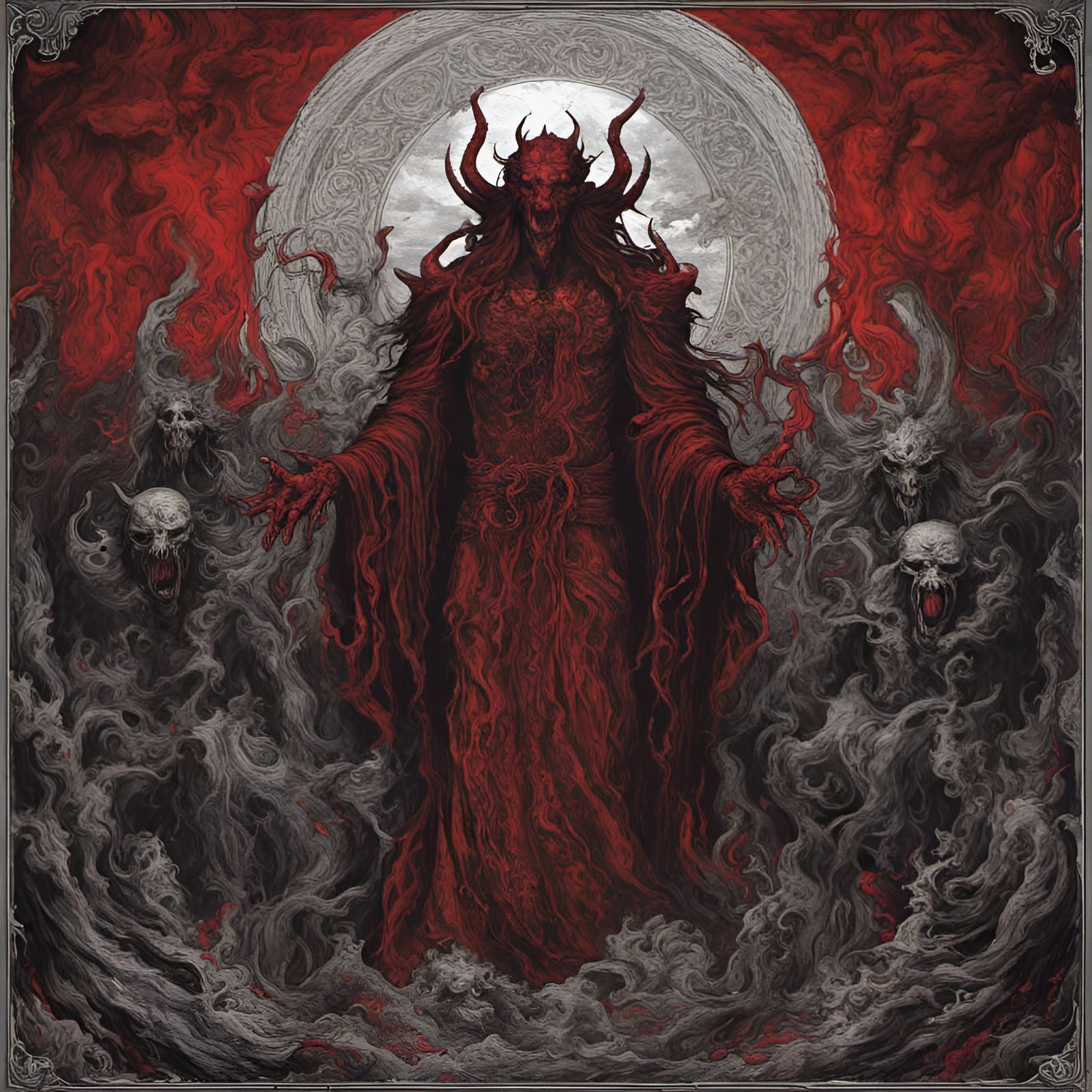 the seven demon princes of hell Mystic red fog,medieval celtic patterns ...