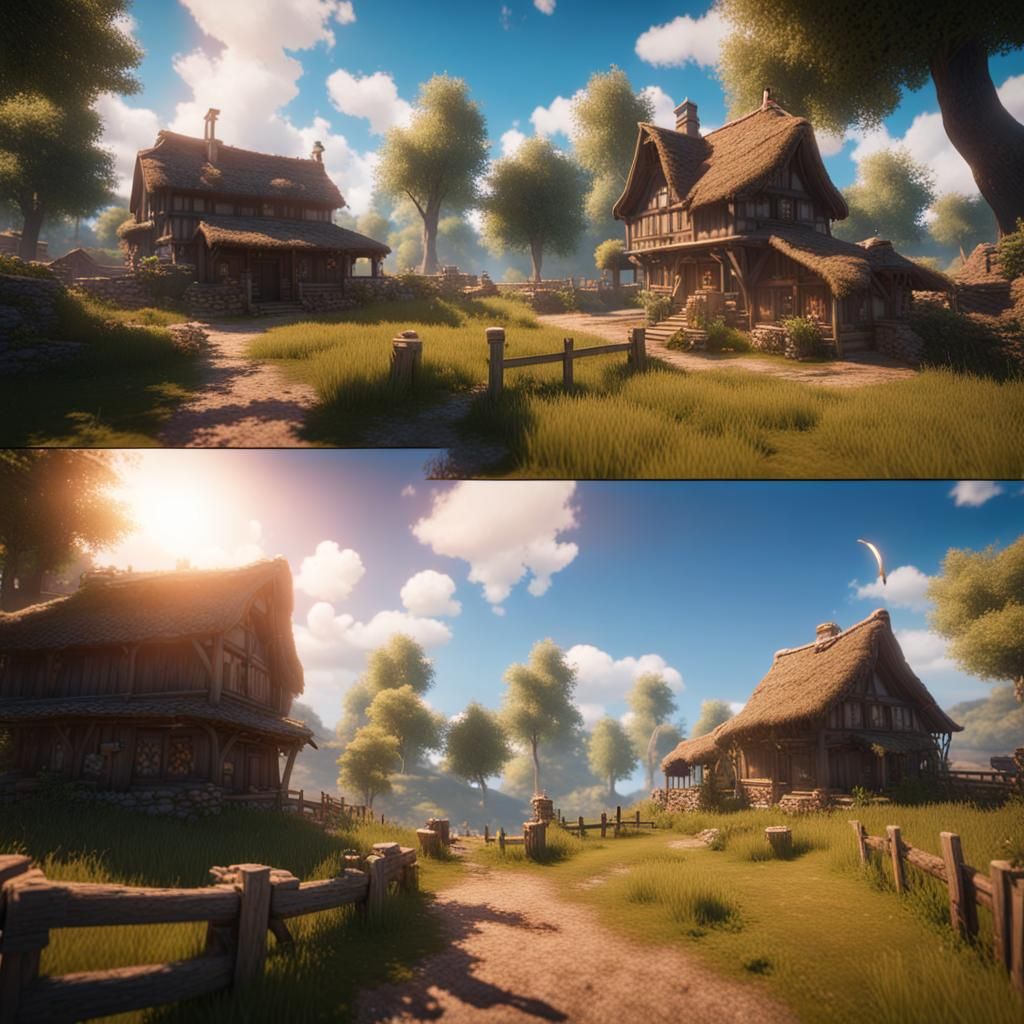 beautiful village and beautiful sky