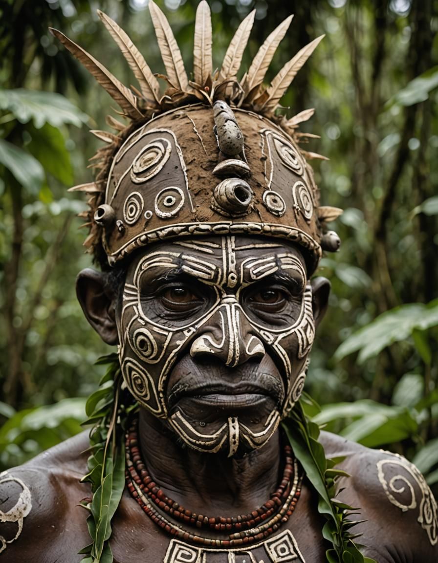 A photo closeup of a mask worn by Asaro tribe The 