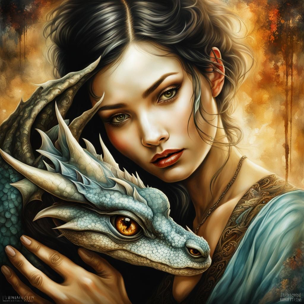 Girl with dragon  by @Mini the chicken