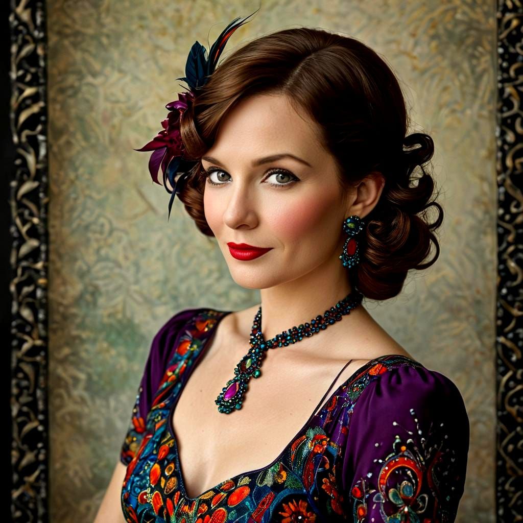 Glamorous Art Deco Lady in Vibrant Surroundings