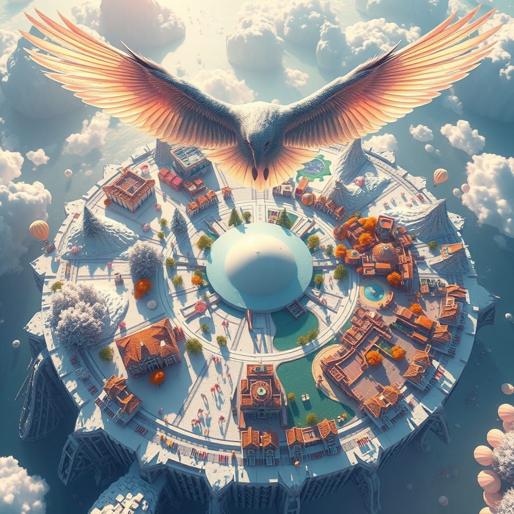 IImagine soaring high above a surreal realm where gravity bends to imagination and the land below looks ...  by @Open Mind Lover 