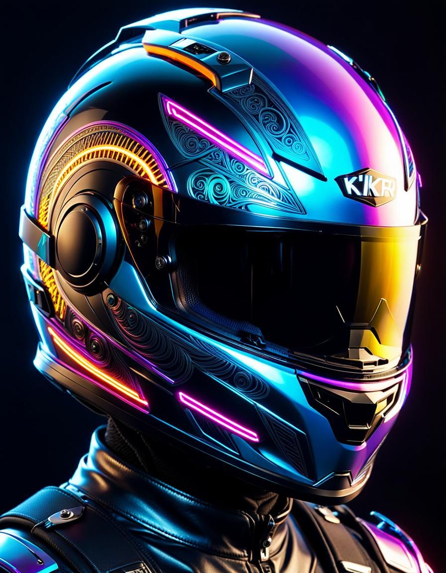 Synthwave Motorcycle Helmet - AI Generated Artwork - NightCafe Creator